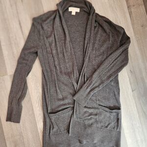 Michael kors  dark graylong sleeve double pocket open front cardigan small size